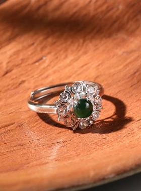 翡翠女款复古民族风开口轻奢戒指