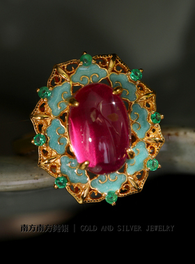 泰国纯银珐琅彩女款个性小众戒指