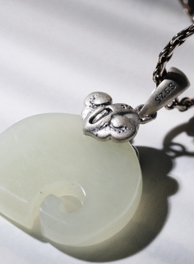象语银饰品和田玉民族风项链吊坠