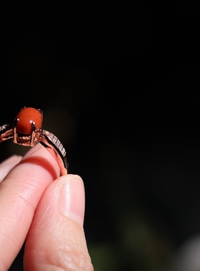 纯银南红玛瑙民族风戒指