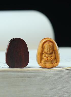 沉香檀木卡通大佛手工diy佛珠项链吊坠文玩饰品手串项链饰品配件