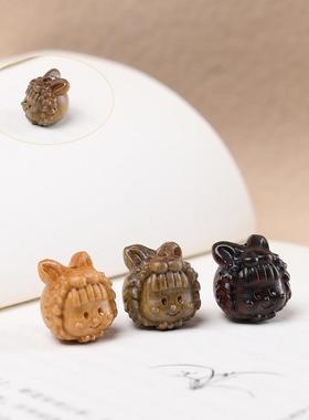 檀木雕刻可爱卡通DIY配件