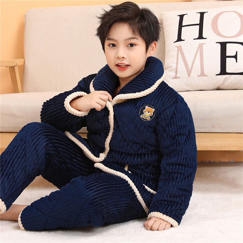 冬季儿童三层夹棉睡衣加厚款中大男孩法兰绒保暖女孩珊瑚绒家居服,淘宝优惠券,粉丝福利购,淘宝优惠卷