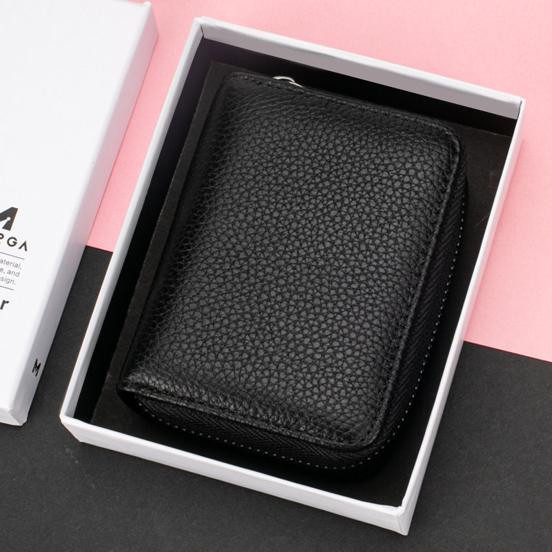 头层牛皮男防消磁高档黑女真皮卡包 法莱蒂斯箱包卡包