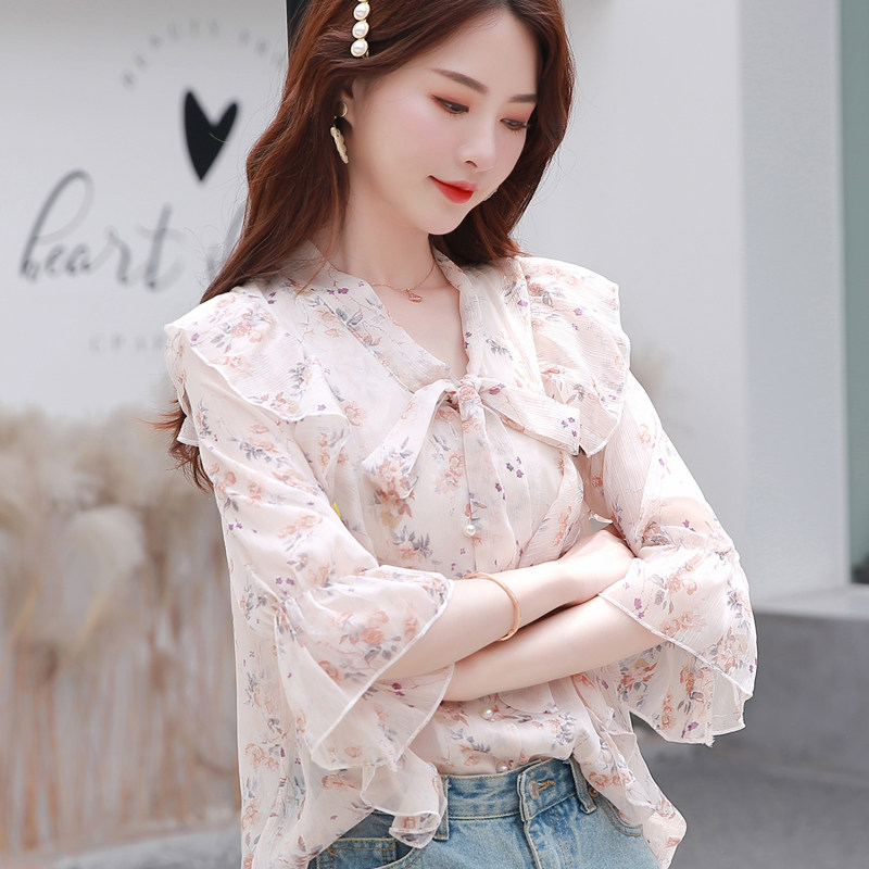 洋气雪纺女2020早春新款很仙的衬衫 范姆度蕾丝衫/雪纺衫