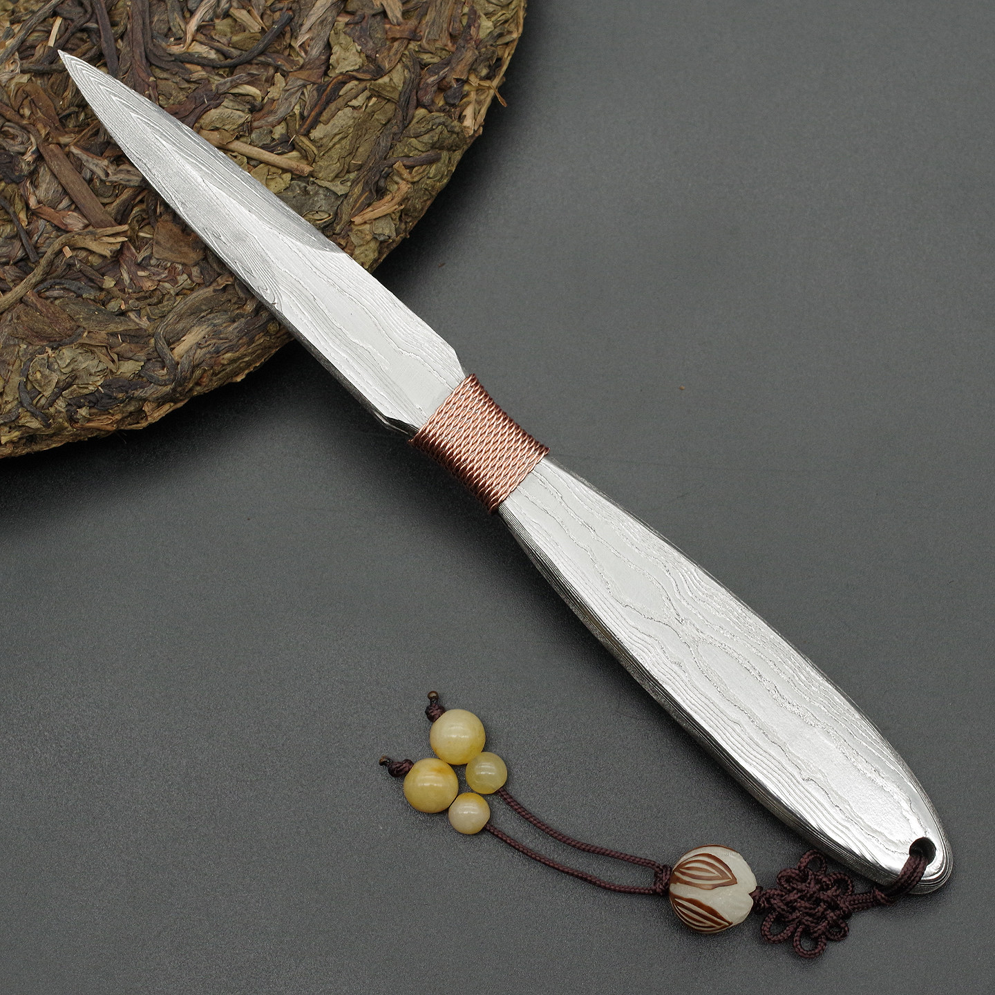  龙泉大马士革钢茶刀 高档紫铜手工锻打普洱茶刀 撬茶针茶道配件,淘宝优惠券,粉丝福利购,淘宝优惠卷