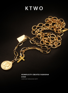 简约个性复古双层ins潮金色项链