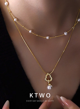 镂空葫芦大珍珠吊坠项链女轻奢k金色设计时尚气质秋冬毛衣锁骨链