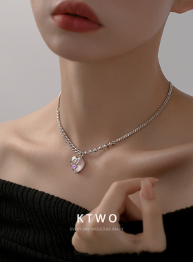 欧式紫水晶爱心吊坠短款项链女