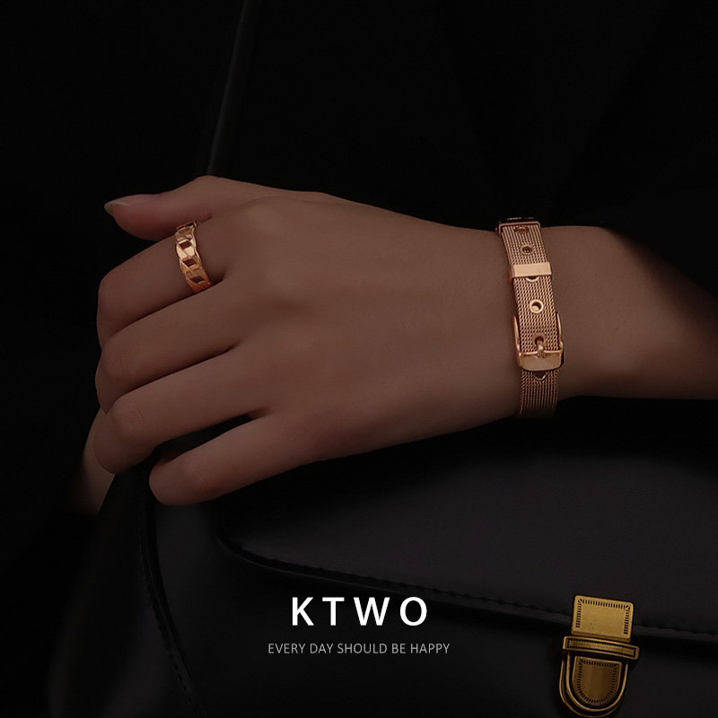 欧美小众简约复古高级感k金女手镯 ktwo手链