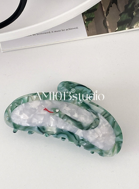 AM1013青蛇镶钻拼接鲨鱼夹醋酸
