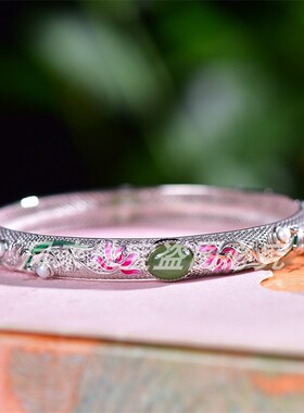 新疆天然和田玉碧玉蛋面手镯手环