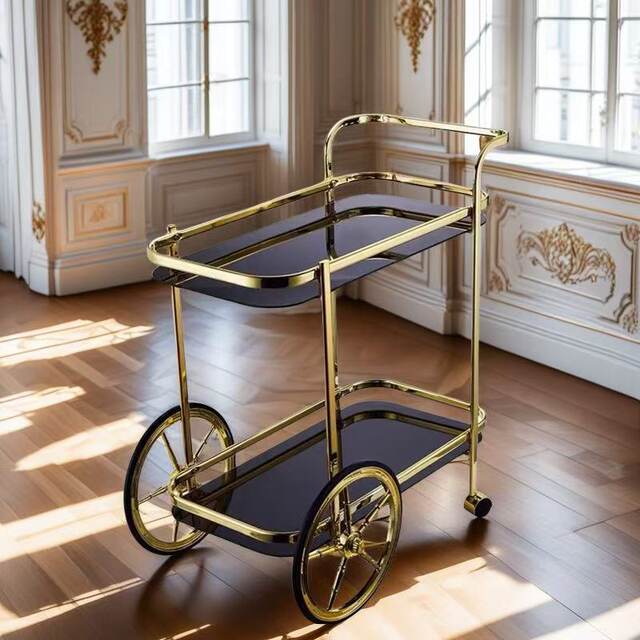 Light luxury dining car storage rack Living room Bedroom Bathroom Mobile cart Sofa side bar tea cart