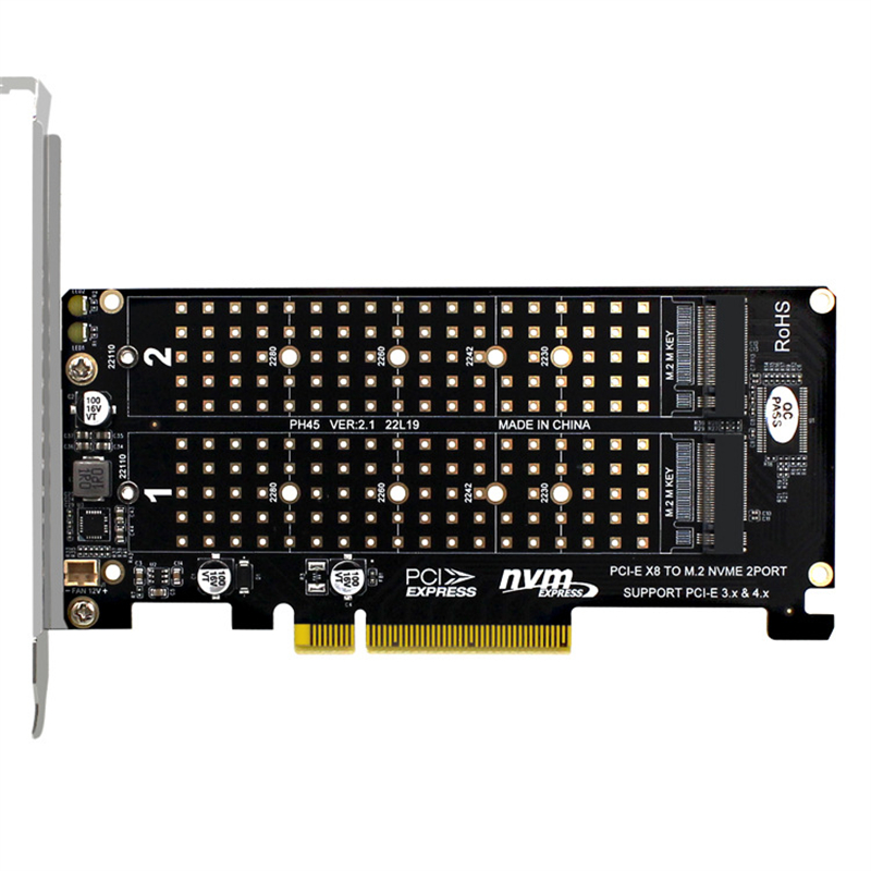 PCIE转NVME双盘位 m.2 M Key型SSD转PCIE16X硬盘扩展卡拆分转接卡 - 图3