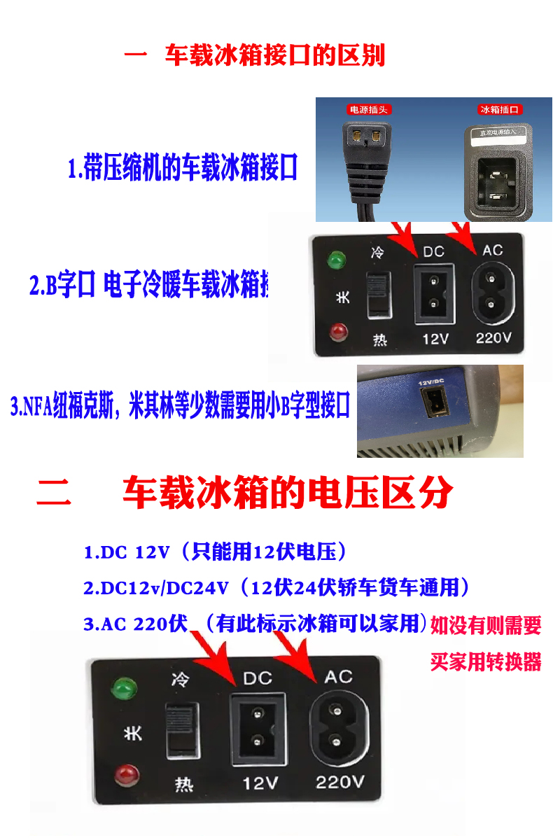 车载压缩机冰虎冰箱线12V24V半导体冰箱电源线德式点烟器线品字-图1