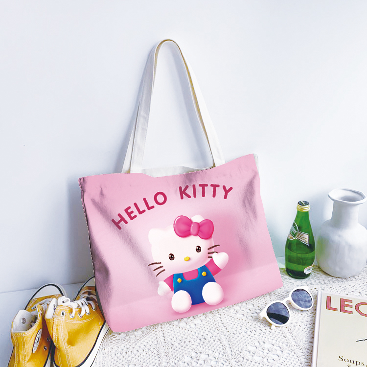 hellokitty帆布包大容量单肩包时尚卡通帆布袋女潮新款韩版休闲包 - 图1