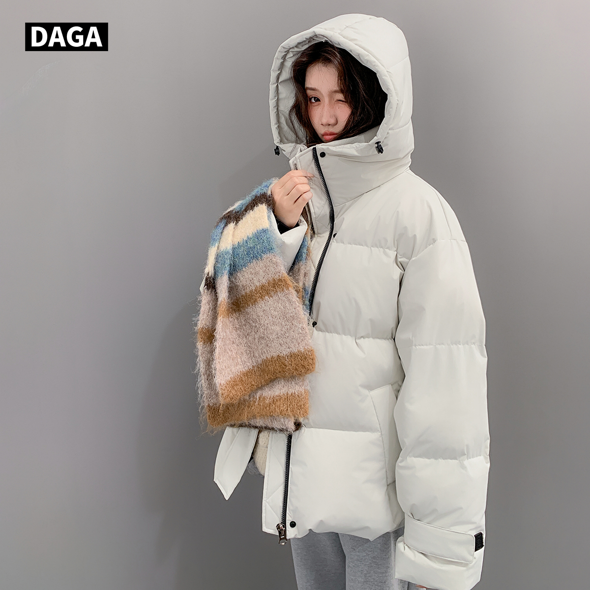 清仓2024大嘎daga女装韩货精致短款羽绒服女冬季宽松90白鸭绒外套