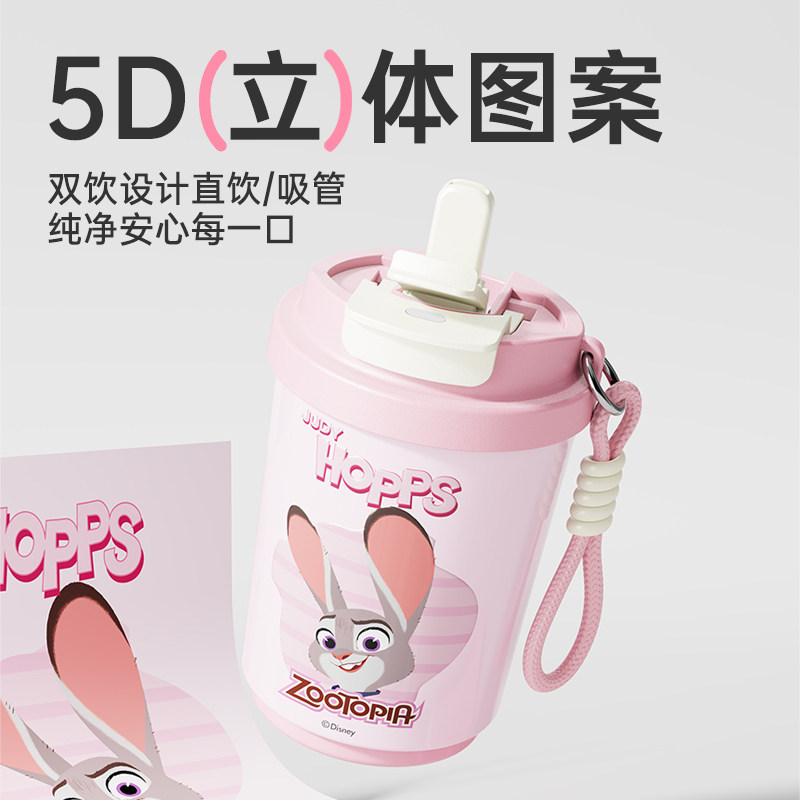 疯狂动物城咖啡保温杯女高颜值陶瓷覆层内胆外出携带随行吸管水杯 - 图3