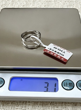 S925银麻花情侣对戒3.1g 实心足克开口可调节小众个性银指环