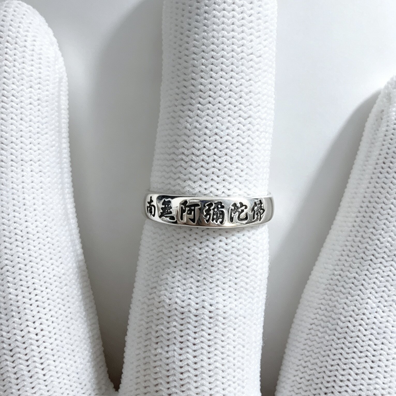 S925 Silver Nanmo Amitabha Buddha Ring 2.2g Solid Full Body Protective Opening Adjustable Men's and Women's Ring