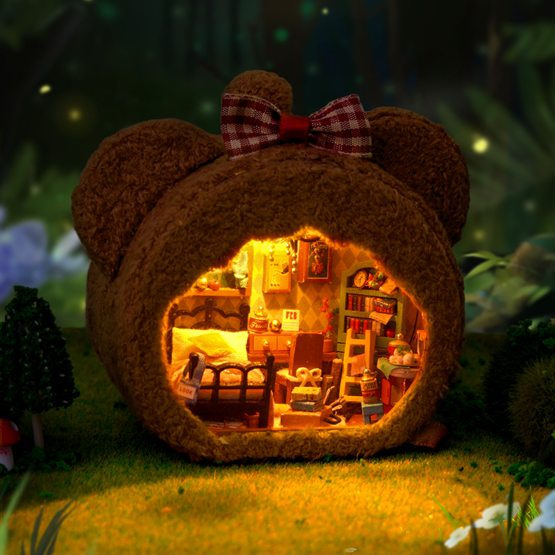 手工diy小屋微缩拼装房子模型玩具创意毛绒绒公仔生日礼物送女生