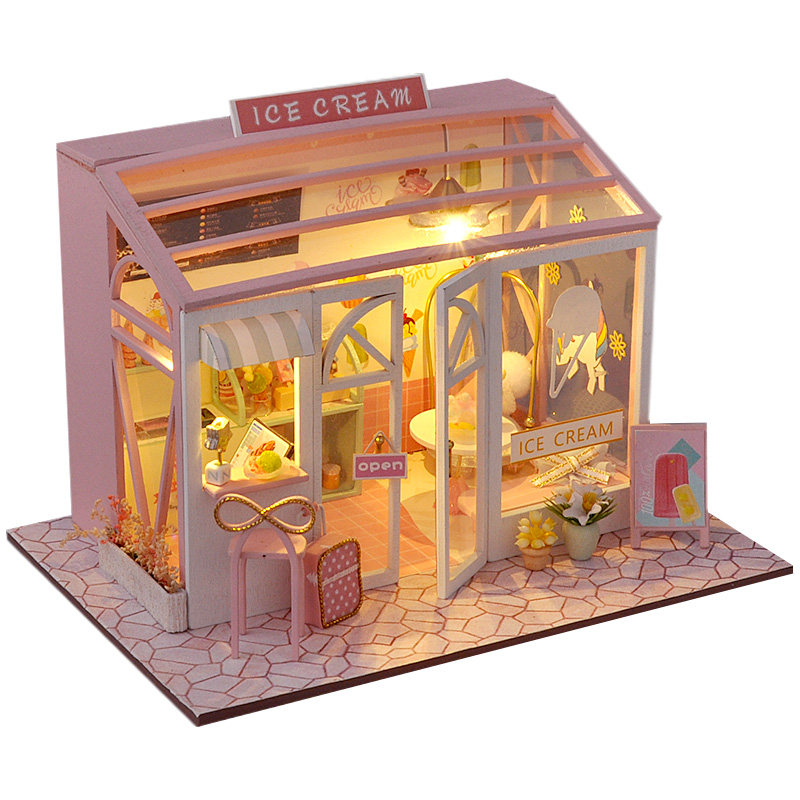 diy雪糕店手工制作迷你拼装玩具 淘画园建筑/DIY小屋/拼装模型