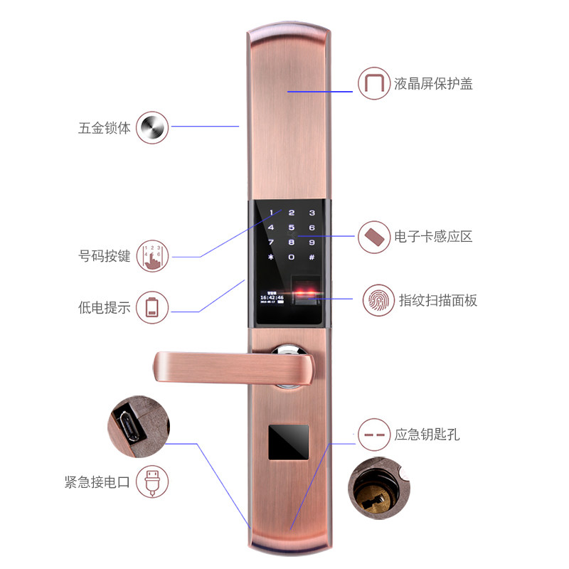 展健指纹锁密码锁 家用防盗门 锁智能锁电子锁刷卡感应锁手机遥控