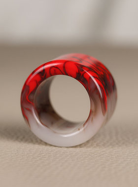 新疆和田玉鸡血石扳指男女款鸡血玉戒指招财好运戒指送爸爸礼物