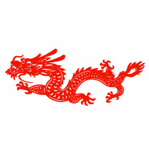 Dragon Window Floral Static Sticker 2024 Longone Year Cut Paper Long pattern Collage Glass Door Windows Year Painting Transverse no glue