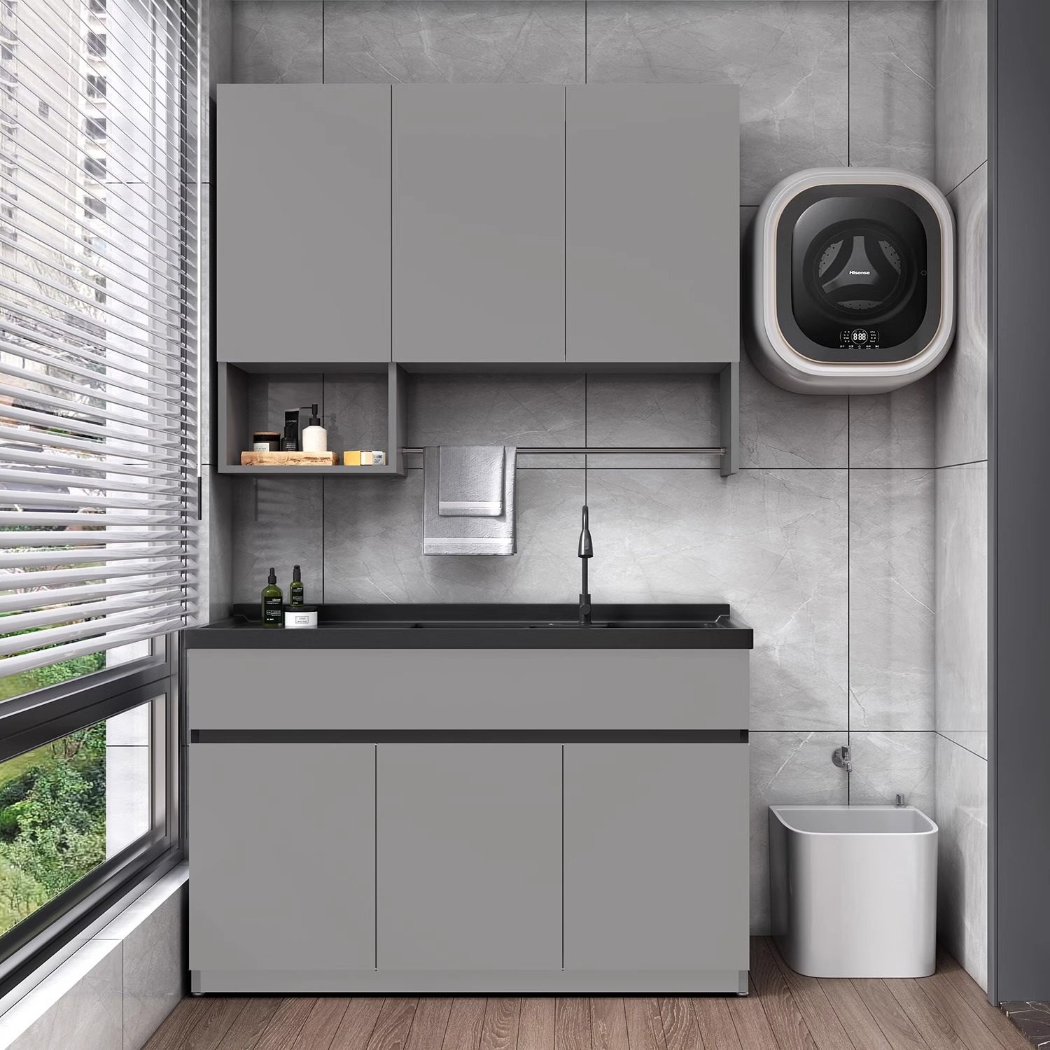 定制304不锈钢阳台洗衣池柜家用一体组合带搓衣板石英石双下水盆,淘宝优惠券,粉丝福利购,淘宝优惠卷