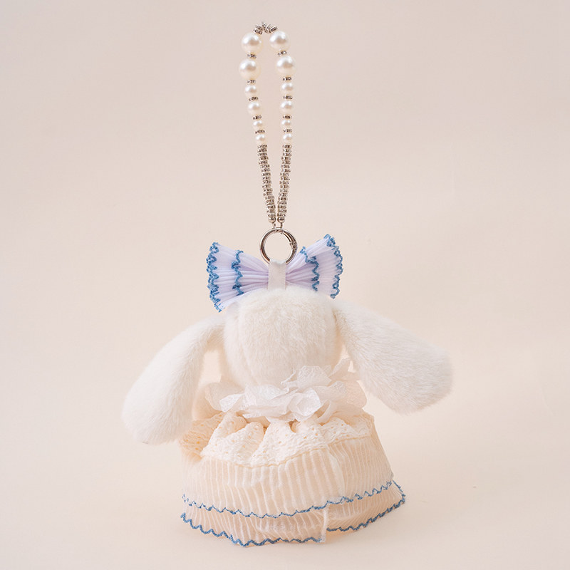 可爱淑女裙兔子钥匙扣挂件高档珍珠链小白兔玩偶背包挂饰包包挂链,淘宝优惠券,粉丝福利购,淘宝优惠卷