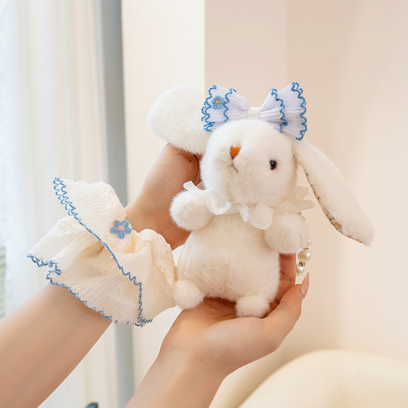 可爱淑女裙兔子钥匙扣挂件高档珍珠链小白兔玩偶背包挂饰包包挂链,淘宝优惠券,粉丝福利购,淘宝优惠卷