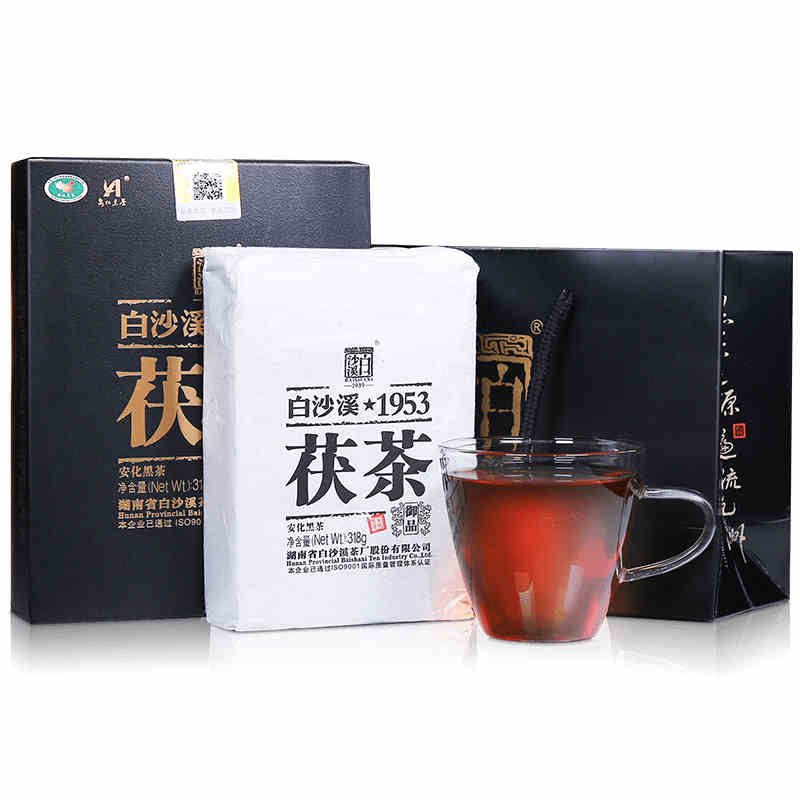 湖南特产安化黑茶正品白沙溪金花茯茶正宗老茯砖2016年御品318g