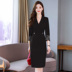 Suit cổ áo đầm nữ đầu thu 2019 phổ biến mới của phụ nữ eo thon giảm béo bước chân chuyên nghiệp - Váy eo cao 	váy xếp ly eo Váy eo cao