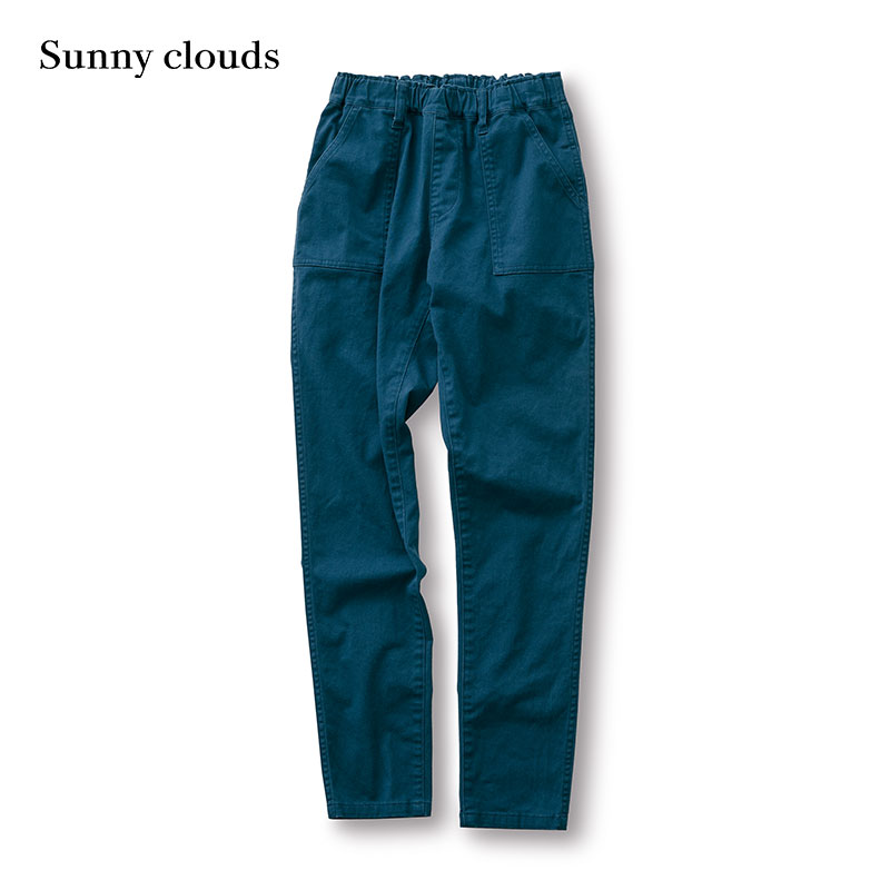 秋季新品 桑妮库拉/Sunny clouds 女式棉混微弹紧腿裤（深蓝） - 图0