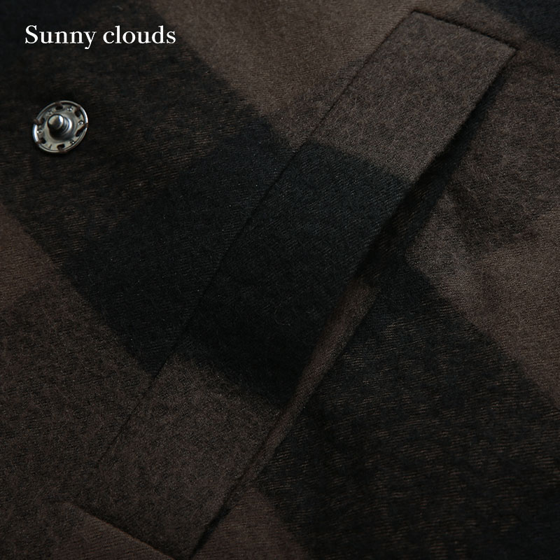 Sunny clouds Shuttle Notes日本面料 女式棉毛塌肩宽松格子大衣 - 图2