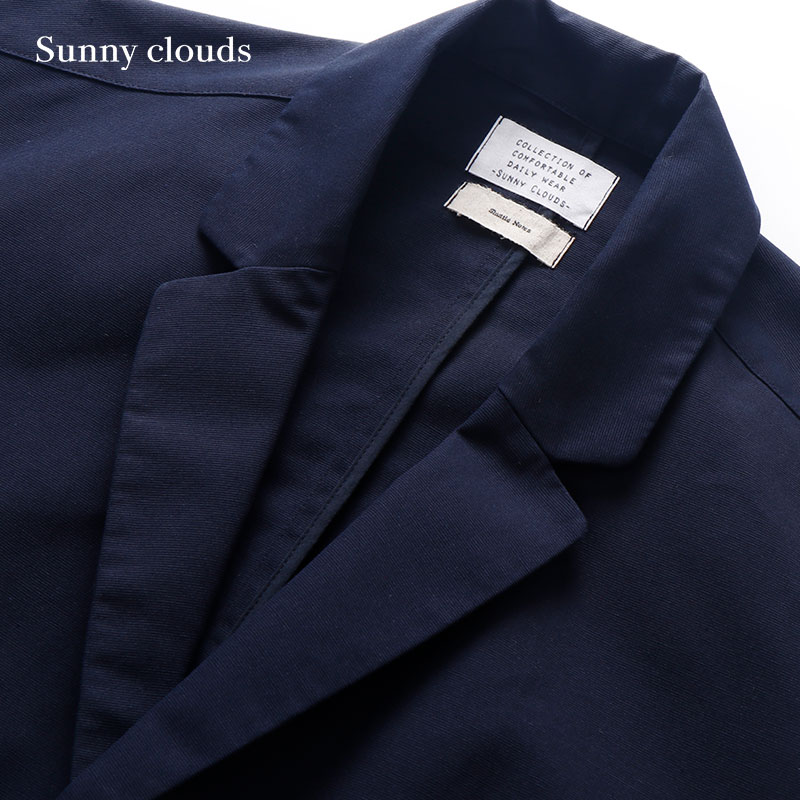 Sunny clouds Shuttle Notes日本面料 男式纯棉落肩长款风衣 - 图1