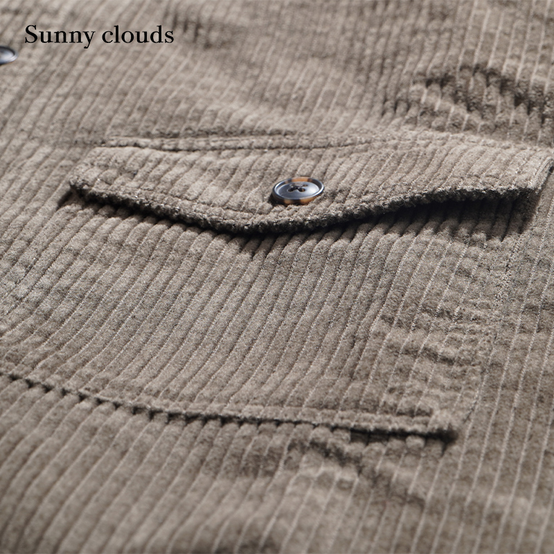 冬季新品 桑妮库拉/Sunny clouds男式纯棉叠穿风落肩连帽条绒衬衫 - 图2