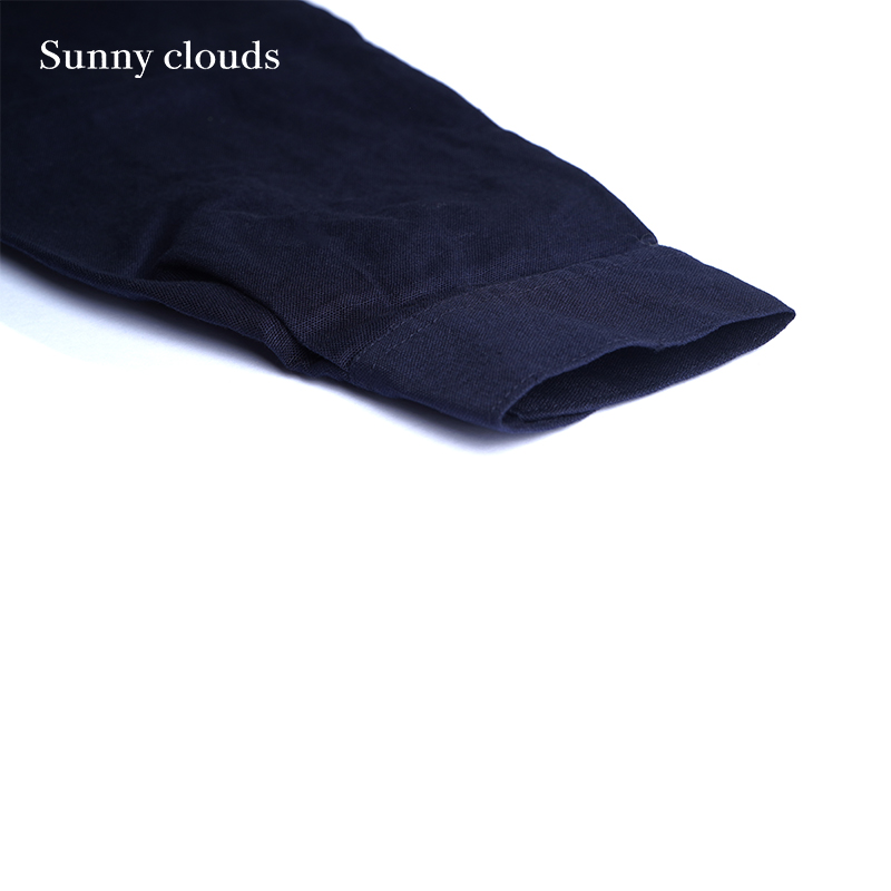 春季新品 桑妮库拉/Sunny clouds藏蓝棉麻山系可拆卸衬衫裙工装裙 - 图1