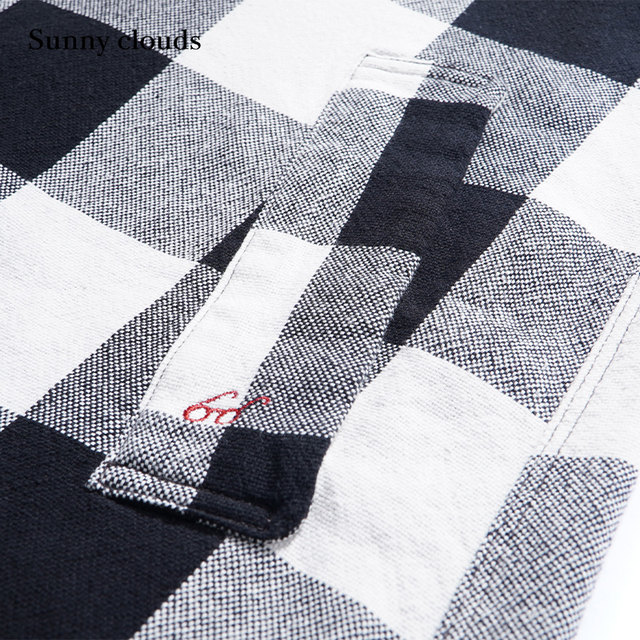 Black and white plaid loose dress shirt skirt versatile