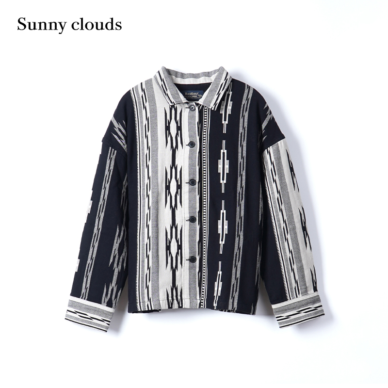 秋季新品 桑妮库拉/Sunny clouds女式纯棉落肩宽松民族风衬衫上衣 - 图0