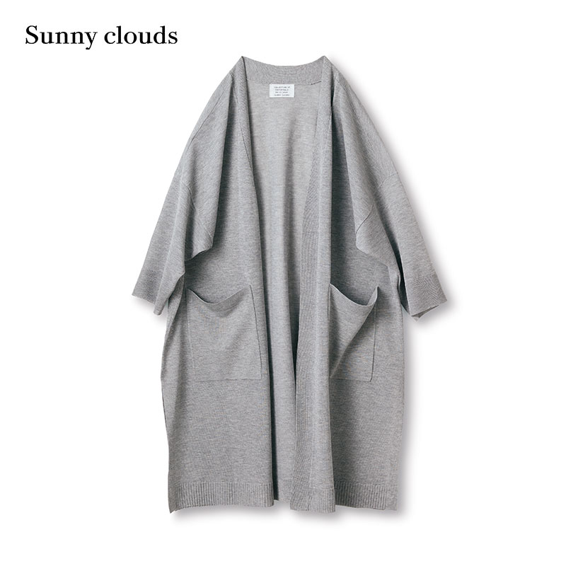 桑妮库拉/Sunny clouds 女式落肩宽松无扣开衫（灰） - 图0