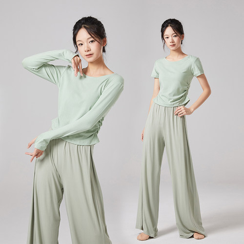舞蹈服女形体训练服现代舞蹈服艺考服练功服圆领显瘦古典舞服春夏 - 图1