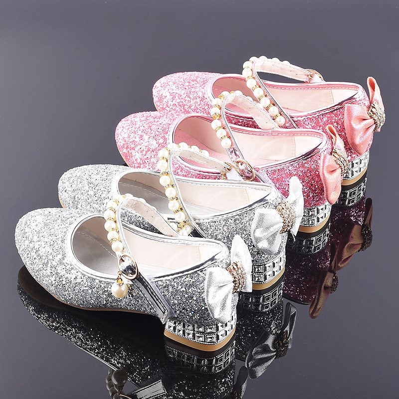 女童公主鞋小高跟皮鞋春秋新款洋气女孩舞台走秀水晶鞋儿童演出鞋,淘宝优惠券,粉丝福利购,淘宝优惠卷