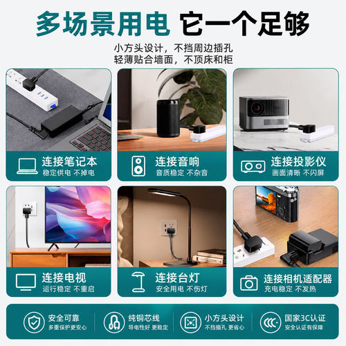 8字电源线2芯两孔带插头电视机相机投影仪台灯音箱音响延长充电线 - 图3