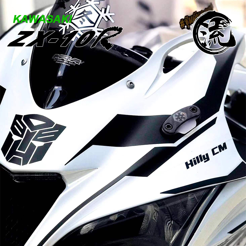 川崎ZX4R/6R/10R/ninja忍者改装后视镜移除盖碳纤维整合LED转向灯 - 图1