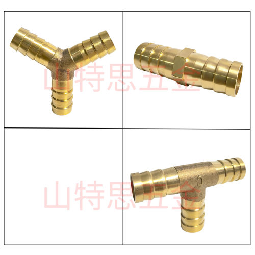 黄铜宝塔一字型T型Y型二通三通气嘴接头6 8 1012mm软管水管对接头 - 图2