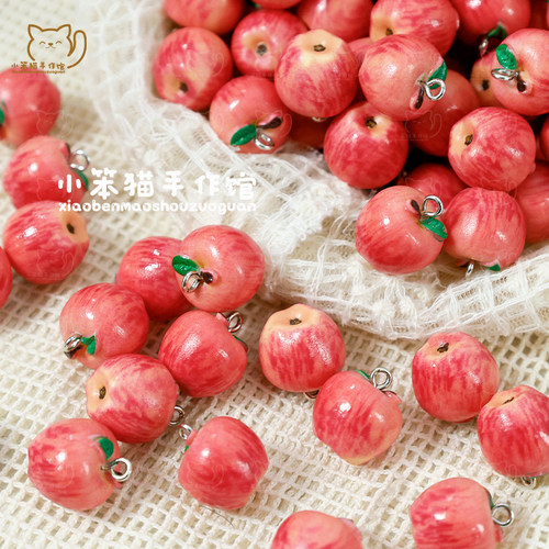【苹果乐园】可爱树脂苹果珠子吊坠手工diy串珠手链项链饰品配件 - 图3