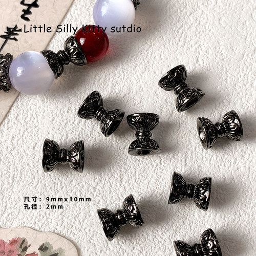 枪黑保色合金月亮花藤吊坠隔珠花托手工串珠手链项链diy配件材料 - 图3