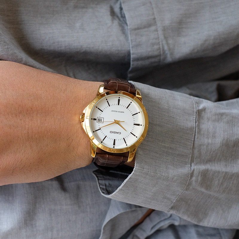 海外直邮卡西欧休闲皮带指针男表 锦时亨海外日韩腕表